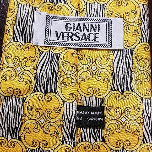 GIANNI Versace Zebra Yellow Print Vintage Tie - Picture 2 of 5